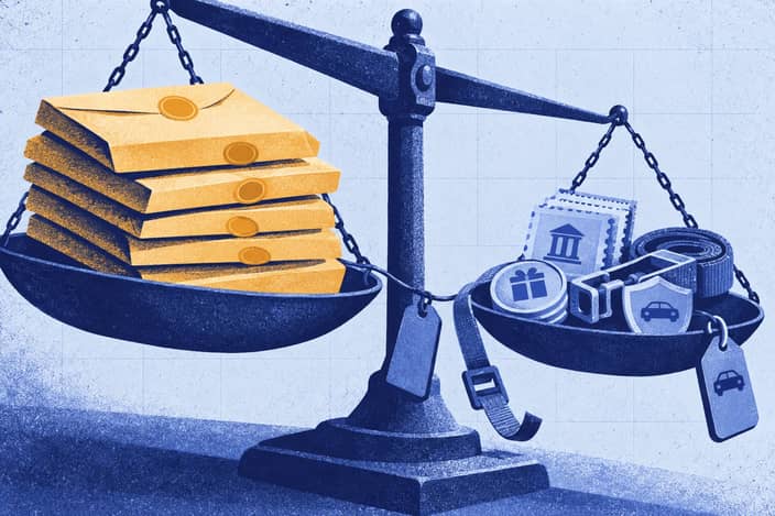 Editorial illustration of Trade balance weighing announcement prices against sourcing adjustments.